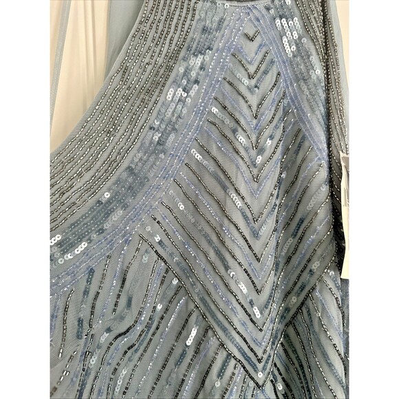 Lauren Ralph Lauren Women's Beaded Mesh Halter PartyCocktail Dress Light Blue 12 - Picture 8 of 13